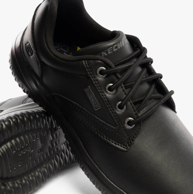 Skechers Skechers 210661/BBK DELSON 3.0 - GLAVINE Mens Shoes Black Upper Material: LeatherLining Material: TextileSole Material: RubberClosure/Fastening: Lace-UpFeatures: Comfort,Memory Foam,WaterproofToe Shape: RoundShoe Width: RelaxedItem Weight: 0.45 KGHeel Height: Low (2.5-4.9cm)Shoe Shaft Height: Low TopShoe Style: CasualGift Boxed: NoProduct Code: 210661/BBK