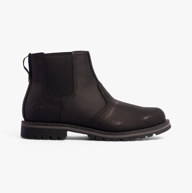 Timberland LARCHMONT Mens Boots Jet Black Upper Material: LeatherLining Material: TextileSole Material: RubberClosure/Fastening: Pull-OnFeatures: Comfort,Elasticated Side PanelHeel Type: BlockToe Shape: RoundShoe Width: RegularItem Weight: 0.45 KGHeel Height: Low (2.5-4.9cm)Shoe Shaft Height: AnkleBoot Style: Chelsea BootsGift Boxed: NoProduct Code: TB1A2NHW0151