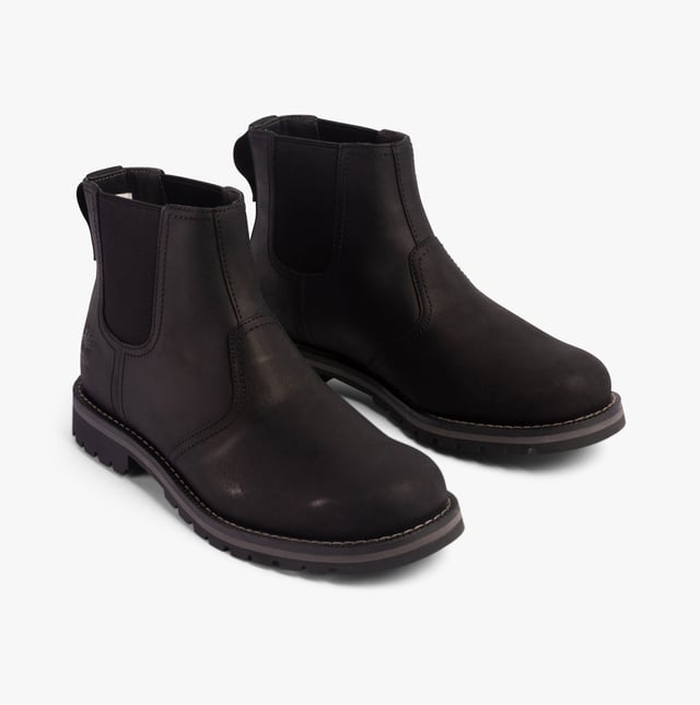 Timberland LARCHMONT Mens Boots Jet Black Upper Material: LeatherLining Material: TextileSole Material: RubberClosure/Fastening: Pull-OnFeatures: Comfort,Elasticated Side PanelHeel Type: BlockToe Shape: RoundShoe Width: RegularItem Weight: 0.45 KGHeel Height: Low (2.5-4.9cm)Shoe Shaft Height: AnkleBoot Style: Chelsea BootsGift Boxed: NoProduct Code: TB1A2NHW0151