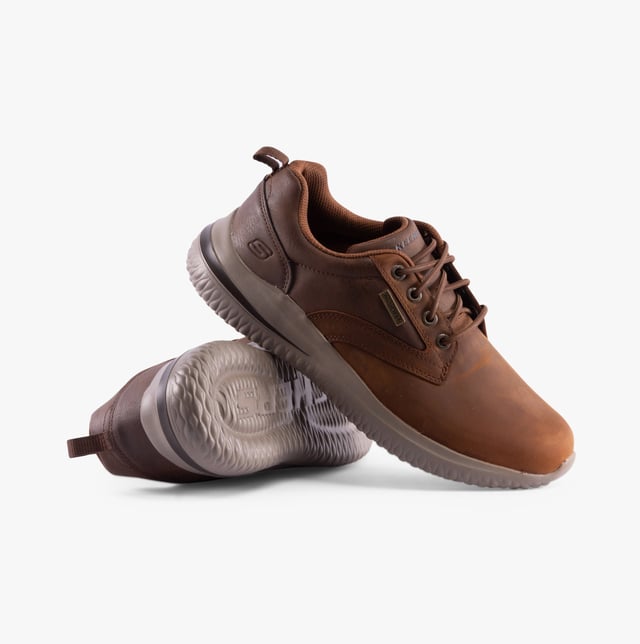 210661/CDB DELSON 3.0 - GLAVINE Mens Shoes Dark Brown Skechers Skechers 210661/CDB DELSON 3.0 - GLAVINE Mens Shoes Dark Brown Upper Material: LeatherLining Material: TextileSole Material: RubberClosure/Fastening: Lace-UpFeatures: Comfort,Memory Foam,WaterproofToe Shape: RoundShoe Width: RelaxedItem Weight: 0.45 KGHeel Height: Low (2.5-4.9cm)Shoe Shaft Height: Low TopShoe Style: CasualGift Boxed: NoProduct Code: 210661/CDB