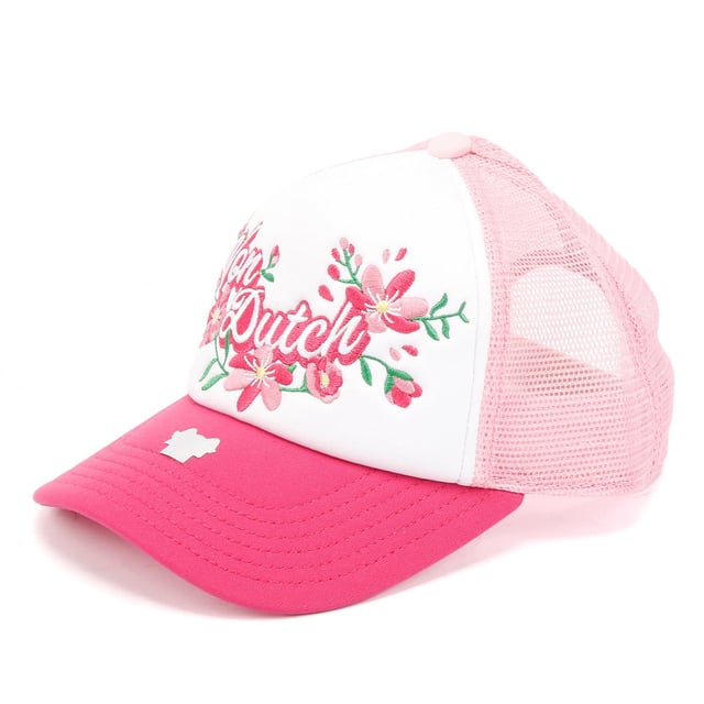 Ikone Trucker Cap mit einer Baumwoll-Twill-Krone und Schirm. Das Polyester-Mesh auf der Rückseite sorgt für Atmungsaktivität, während der leicht gebogene Schirm eine besondere Note verleiht. Mit dem bestickten floralen Heritage-Logo prominent auf der Vorderseite.