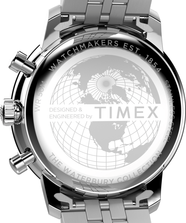 Dit Timex Waterbury Metropolitan Chronograafhorloge voor heren is het perfecte tijdsitem om te dragen of cadeau te geven. De zilveren 41 mm ronde kast in combinatie met de comfortabele zilveren roestvrijstalen horlogeband zorgt ervoor dat je van dit prachtige horloge kunt genieten zonder compromissen. Aangedreven door een hoogwaardige kwartsbeweging en waterbestendig tot 5 bar, blijft je horloge tikken. Gedefinieerd door scherpe lijnen en vloeiende rondingen, beschikt de Waterbury Metropolitan over een verbeterde 41 mm roestvrijstalen kast met een elegante tweelaagse lunette. Dit chronograafhorloge heeft functies zoals een stopwatch, een 24-uursweergave en luminescerende wijzers. Hoogwaardige roestvrijstalen band met een lengte van 21 cm en een breedte van 20 mm met een klapgesp. Kastdiameter: 41 mm, kastdikte: 11 mm, kastkleur: zilver en wijzerplaatkleur: groen.