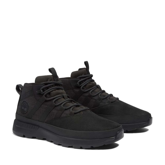 Mens Timberland Euro Trekker Low Lace-Up Trainers in black.- ReBOTL™ fabric upper.- Lace fastening.- Pull tab.- Timberland branding.- Compression molded EVA blend foam sole.- Lightweight OrthoLite® foam footbed.- Rubber Sole Brush.- Ref: 0A5UWW0011