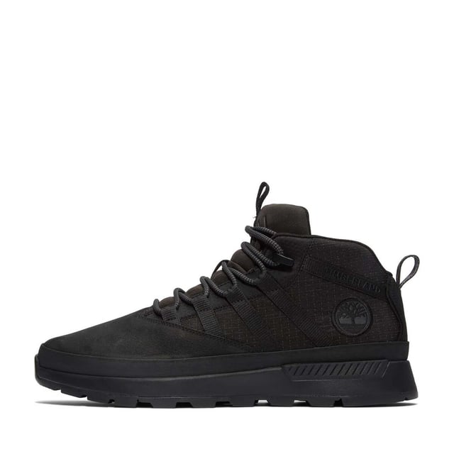 Mens Timberland Euro Trekker Low Lace-Up Trainers in black.- ReBOTL™ fabric upper.- Lace fastening.- Pull tab.- Timberland branding.- Compression molded EVA blend foam sole.- Lightweight OrthoLite® foam footbed.- Rubber Sole Brush.- Ref: 0A5UWW0011