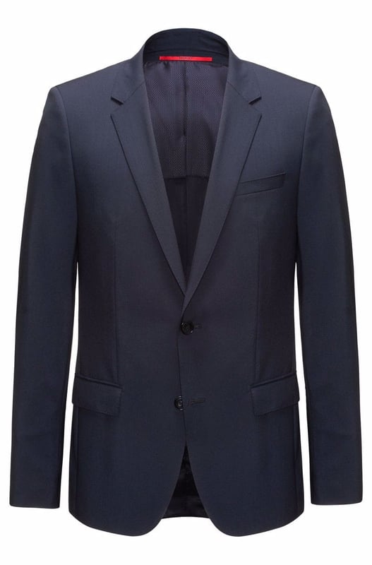 Men's Hugo Boss Henry Blazer Jacket. The Boss blazer, part of the formal collection, is crafted for a sophisticated appearance. Featuring a notch lapel collar and a button closure, it exudes elegance. The jacket is designed in a slim fit, adorned with a classic solid pattern and includes practical pockets.- Single breasted blazer.- Slim Fit.- Notched lapel.- Fully lined.- Welt pocket by the left chest.- Flap pockets at waist. Material: 100% Virgin Wool. Ref: 50379442401.