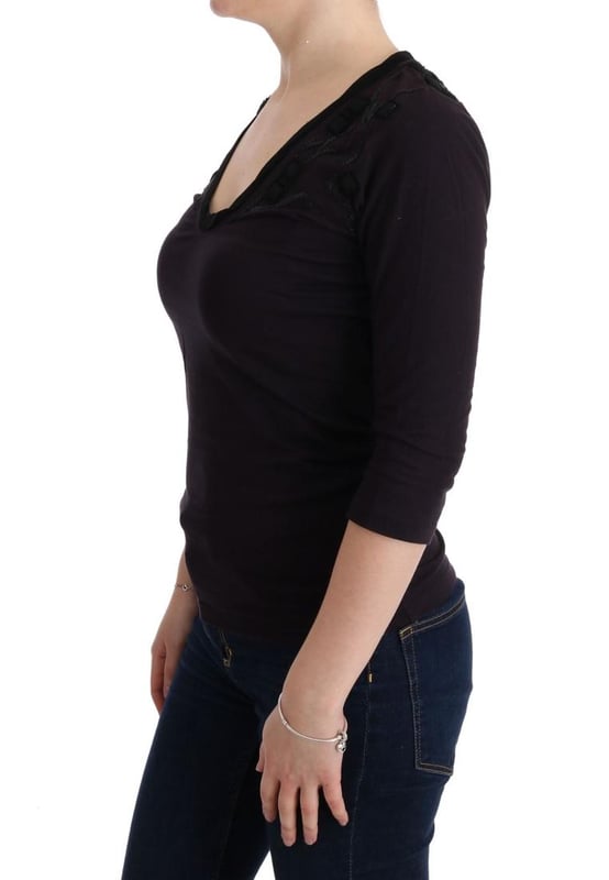 Brand: C&#8217;N&#8217;C COSTUME NATIONAL
  Style: V
  neck blouse t
  shirt
  Color: Purple
  Material: 48% cotton 48% modal 4% silk
  Logo details
  Brand new with tags