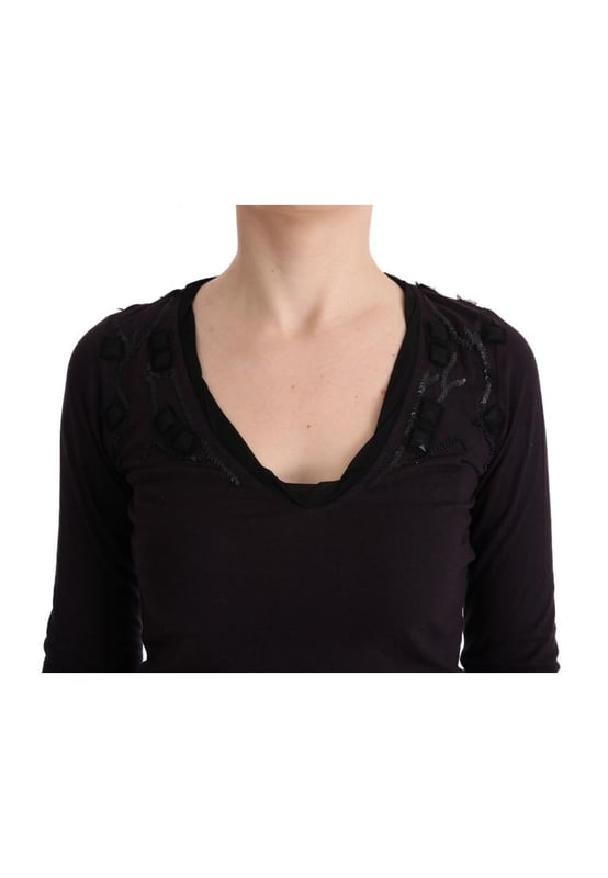 Brand: C&#8217;N&#8217;C COSTUME NATIONAL
  Style: V
  neck blouse t
  shirt
  Color: Purple
  Material: 48% cotton 48% modal 4% silk
  Logo details
  Brand new with tags