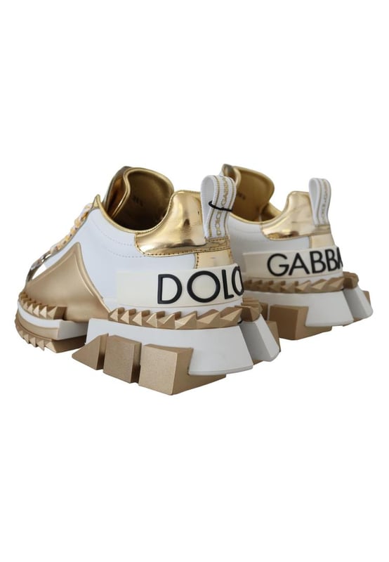 Dolce Gabbana Women's White and gold Super Queen Leather Shoes