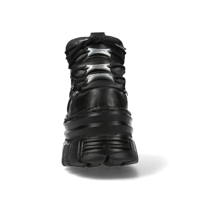 New Rock M-106-C178 Black Tower Gothic Punk Chunky Ankle Boots The New Rock M-106-C178 ankle boots from the Metallic Collection embody gothic and punk rebellion with a bold, high-platform design. Made from premium black cow leather with a pigskin interior, they offer both durability and comfort. Featuring an 11 cm heel and 8 cm platform, these boots provide an elevated stance with a commanding presence. The lace-up closure enhances their classic rock aesthetic, making them an essential piece for those who embrace alternative fashion.
Key Features:
Material: Outer - Cow Leather | Inner - Pigskin
Heel Height: 11 cm | Platform Height: 8 cm
Sole Material: PU-ULTRA
Fastening: Laces (Cord)
Shaft Height: 10 cm
Style: Gothic, Heavy, Punk, Rock
Unisex Design: Suitable for all genders