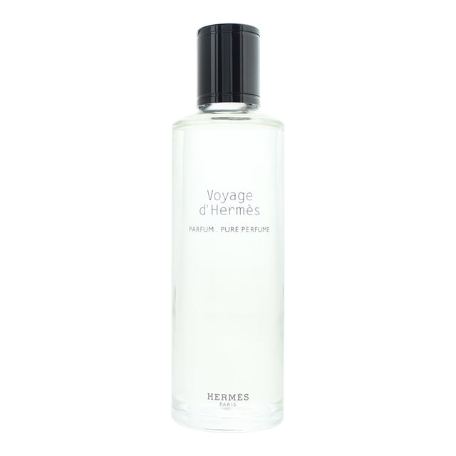 Hermes Voyage D'hermes Refill Parfum 200ml Voyage d'Hermes, launched in 2010, is a Woody Floral Musk fragrance for both men and women by Hermes. Perfect for Spring and Summer, this fragrance is worn during the day. Created by Jean-Claude Ellena, this fragrance contains top notes of Cardamom, Amalfi Lemon, Spices and Juniper Berries. The middle notes of this fragrance are Tea, Green Notes and Floral Notes with base notes of Woodsy Notes, Musk and Cedar.
