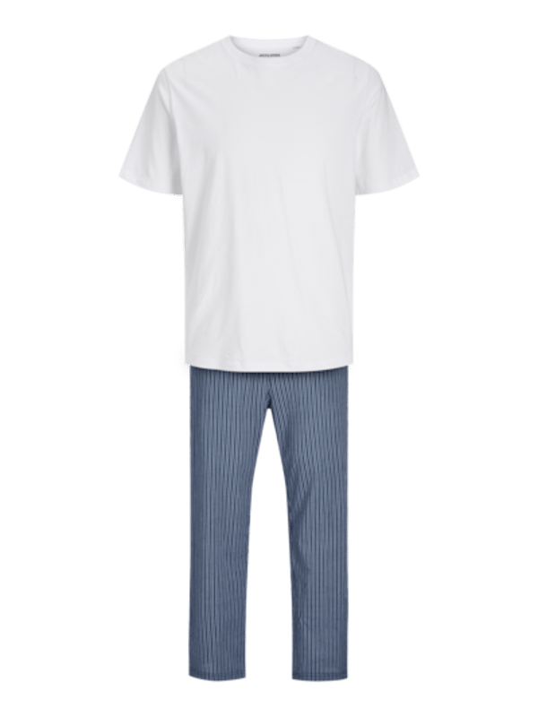 Jack &amp; Jones Jack &amp; Jones BASIC TEE Mens Pyjama Set White

Closure/Fastening: Pull-On

Features: Comfort

Item Weight: 0.4 KG

Clothing Fit: Regular

Single Or Multi Pack?: Single

Gift Boxed: No

Material Composition: 100% Cotton

Clothing Features: Elasticated Waistband
Product Code: 12263659-WHT