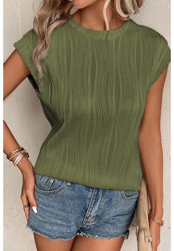 Top de manga corta con textura ondulada en verde selva  
Top de manga corta con textura ondulada  
Diseño de color sólido para un aspecto simple pero delicado  
Fabricado con tejido de alta calidad para un ajuste cómodo y favorecedor  
Consulta nuestra tabla de tallas para un ajuste perfecto  
Tops para mujeres perfectos para el uso diario  
Género: Unisex  
Material: 90% Poliéster 10% Elastano