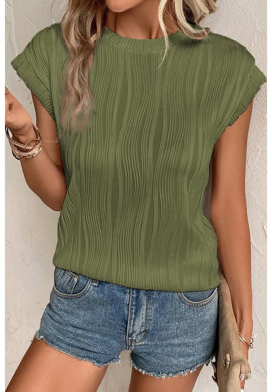 Top de manga corta con textura ondulada en verde selva  
Top de manga corta con textura ondulada  
Diseño de color sólido para un aspecto simple pero delicado  
Fabricado con tejido de alta calidad para un ajuste cómodo y favorecedor  
Consulta nuestra tabla de tallas para un ajuste perfecto  
Tops para mujeres perfectos para el uso diario  
Género: Unisex  
Material: 90% Poliéster 10% Elastano