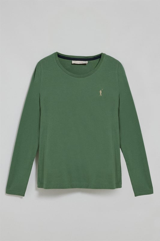 Polo Club folgt mit diesem langärmligen Damen-T-Shirt aus weicher Baumwolle dem Comfy-Trend. Ihre überarbeitete klassische Passform macht sie zu unverzichtbaren Basics für jeden Anlass. Gerippter Rundhalsausschnitt mit Nahtband in Kontrastfarbe. Regular Fit. Rigby Go-Stickerei auf der linken Brustseite.