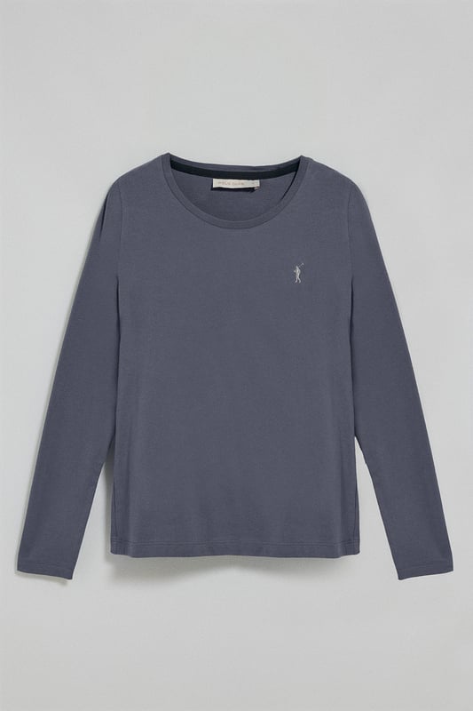 Polo Club folgt mit diesem langärmligen Damen-T-Shirt aus weicher Baumwolle dem Comfy-Trend. Ihre überarbeitete klassische Passform macht sie zu unverzichtbaren Basics für jeden Anlass. Gerippter Rundhalsausschnitt mit Nahtband in Kontrastfarbe. Regular Fit. Rigby Go-Stickerei auf der linken Brustseite.