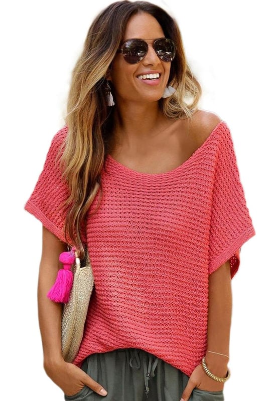 Suéter corto de punto suelto de manga dolman en arcilla roja  
El cuello barco y las mangas dolman crean un look relajado  
La tela suave y el corte holgado garantizan comodidad  
Estilo versátil que combina sin esfuerzo con diferentes prendas inferiores y calzado  
Tabla de tallas disponible para ayudar a encontrar el ajuste perfecto  
Material: 100% Acrílico