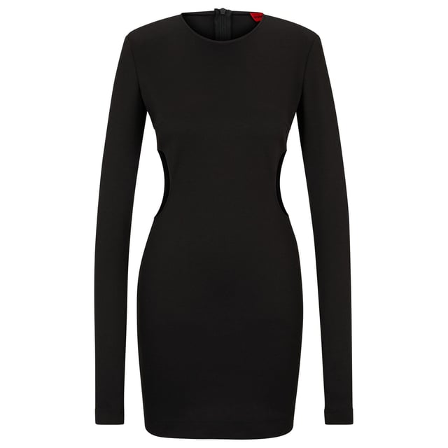 jersey dress - mini lengths - long sleeves - bodylined - nice cutouts on the side - 59% polyester  36% viscose  5% elastane.