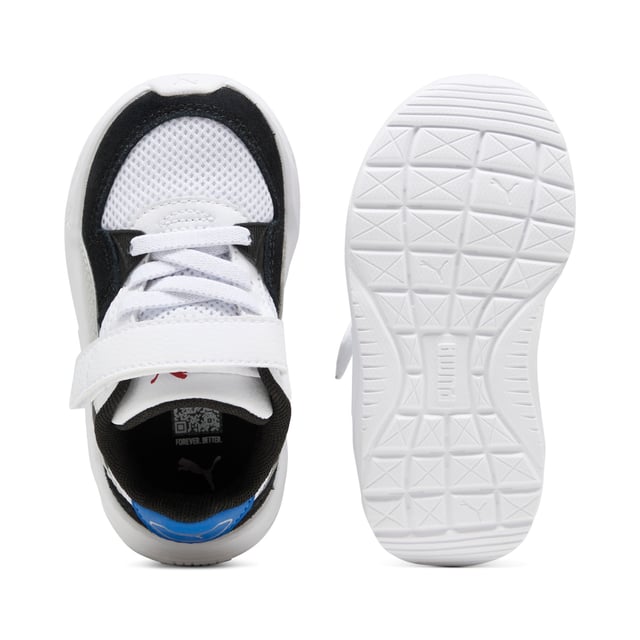 PRODUCT STORY: Featuring a mesh upper with synthetic overlays and suede accents, these PUMA kicks bring a futro aesthetic to your every move. The CMEVA midsole and rubber outsole ensure grip, while the KinderFit sockliner guarantees the perfect fit. Elastic laces and hook-and-loop closure make them easy to wear. DETAILS : Regular width; Textile upper; Elastics & hook-and-loop closure; PUMA branding details.