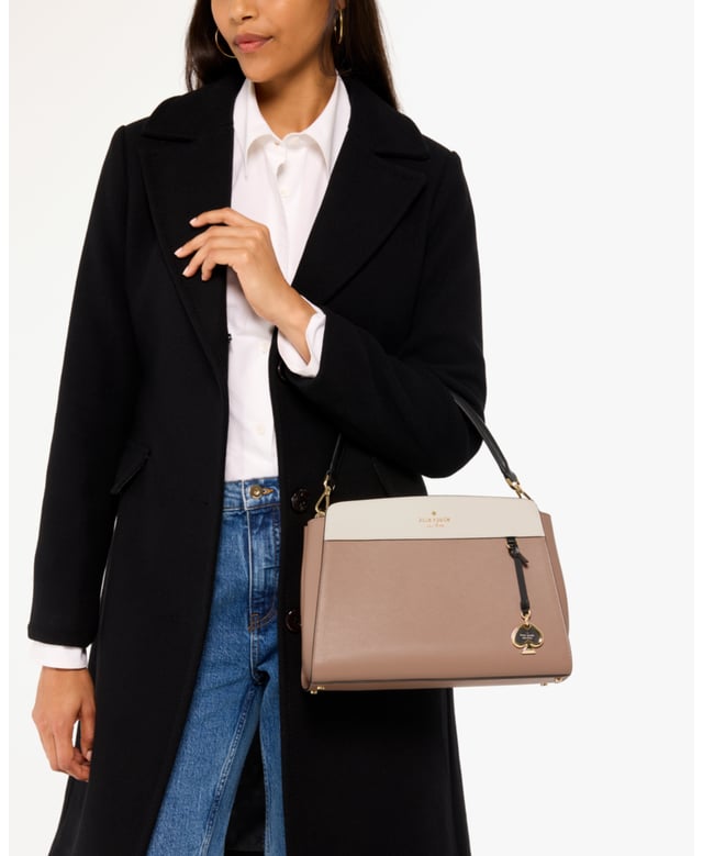 We Love How Classic And Feminine Our Satchels Are. You'll Love How Much Space We've Designed Into Each Of Ours. Choosing Which Color To Get Will Be Your Hardest Decision--And Never What Stuff To Leave Behind., Madison Colorblock Saffiano Leather Medium Top Handle Satchel,  Length: 12.19 Cm,  Width: 29.97 Cm,  Height: 21.54 Cm