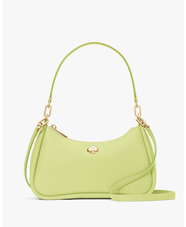 We Think A Shoulder Bag Should Be Two Things: Chic And Functional. This Pretty One Holds All Of Your Essentials--Wallet, Keys And Phone--And Has A Pocket To Stash Snacks (Be It Gummy Bears Or Almonds). Because Those Are Essential, Too., Kayla Pebbled Leather Convertible Shoulder Bag, Metal Spade, Back Zip Pocket,  Length: 8.00 Cm,  Width: 26.40 Cm,  Height: 16.00 Cm