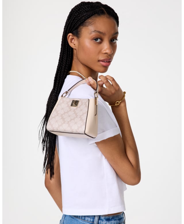 Our Crossbodies Are Perfect If You Want To Carry Your Important Things Without All The Bulk. Plus, Your Hands Are Free To Keep Up With All Your Group Texts And Grip That Vanilla Latte., Spade Flower Spade Flower Pvc Mini Top Handle Crossbody,  Length: 7.42 Cm,  Width: 14.73 Cm,  Height: 12.70 Cm