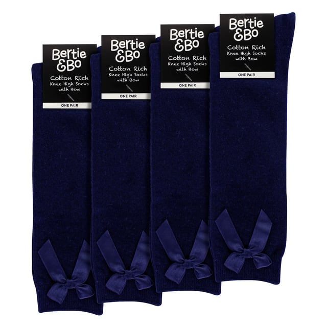Girls Knee-High Socks with Ribbon Bow - Stylish and Comfortable Schoolwear: Elevate your child's school wardrobe with this collection of Girls Knee-High Socks with Ribbon Bow, designed for both style and comfort. Available in classic colors—Black, Navy, White, and Grey—these socks are crafted from soft, durable fabric, perfect for daily wear. The elegant ribbon bow adds a touch of charm, making these socks a standout choice for school uniforms. Extra Product Details:. Soft and Durable Fabric Elegant Ribbon Bow Detail Available in Black, Navy, White, and Grey Comfortable Knee-High Length Machine Washable. These socks are an essential addition to your child's back-to-school wardrobe, combining practicality with a stylish finish.