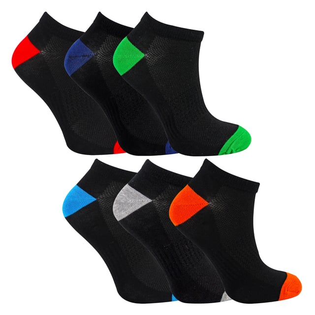Boys 6-Pack Bamboo Heel and Toe Trainer Socks - Soft and Breathable Comfort: Elevate your child's footwear essentials with this 6-pack of Boys Bamboo Heel and Toe Trainer Socks, designed for comfort and breathability. Made from a soft bamboo blend, these socks provide a snug fit with reinforced heels and toes for durability. The natural bamboo fabric offers excellent moisture-wicking properties, keeping feet dry and comfortable during all-day wear. Extra Product Details:. Soft Bamboo Blend 6-Pack for Extended Use Reinforced Heels and Toes Moisture-Wicking Fabric Machine Washable. These trainer socks are an ideal choice for active kids, providing comfort and durability throughout the day.