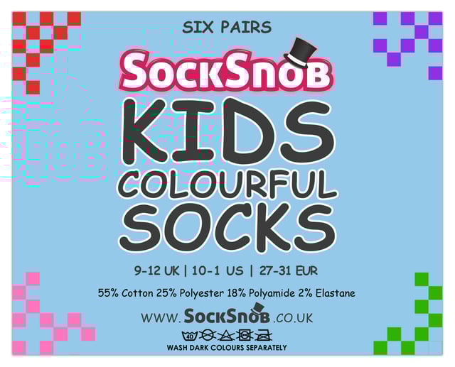 Sock Snob Kids 18 Pair Bulk Value Pack Colourful Cotton Socks: Upgrade your child's sock collection with this incredible bulk value pack of colourful socks. With 18 pairs in over 4 vibrant colours, these socks are a must-have for every child's wardrobe!. Designed with comfort in mind, these cotton socks are incredibly soft and cozy. The 55% cotton content ensures breathability, making them suitable for year-round wear. Whether it's keeping their feet cool in the summer or providing warmth in the winter, these socks have got your child covered. Not only do these socks offer exceptional comfort, but they also provide great value for money. With 18 pairs in a pack, you can easily stock up your little one's sock drawer for the entire year. These reliable socks are perfect for school, sports, and any other activities your child engages in. Choose from 8 vibrant colours and two sizes: 12-3 UK 1-4 US 31-36 EUR and 9-12 UK 10-1 US 27-31 EUR. Made from a blend of 55% Cotton, 25% Polyester, 18% Polyamide, and 2% Elastane, these socks are machine washable for easy care. Extra Product Details: Kids Colourful Socks Available in 4 Vibrant Colours 2 Size Options Soft and Comfortable 18 Pair Bulk Value Pack Unbeatable Value for Money Perfect for School and Casual Wear Machine Washable