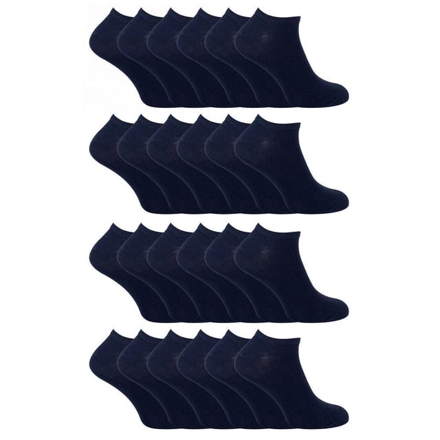 Pack de 24 pares de calcetines de algodón para niños de Snob Sock: ¿Buscas calcetines cómodos y duraderos para tus hijos? Nuestra sencilla gama de calcetines deportivos para niños ofrece una relación calidad-precio insuperable con 24 pares incluidos en cada paquete. Fabricados con un 75% de algodón, estos calcetines mantienen los pies de los más pequeños suaves y cómodos, tanto si los llevan de forma informal como si realizan actividades deportivas. El alto contenido de algodón también garantiza la transpirabilidad, permitiendo que el aire caliente escape y manteniendo los pies frescos y secos, por lo que son perfectos para el clima más cálido. . Diseñados para aumentar la comodidad, estos calcetines tobilleros presentan una costura lisa en la puntera para reducir la irritabilidad, por lo que son ideales para correr y hacer deporte. Disponibles en negro, gris y blanco, y en dos tallas: 9-12 UK y 12-3 UK, estos calcetines se pueden lavar a máquina para facilitar su cuidado. . Detalles adicionales del producto: - Calcetines entrenadores de algodón para niños - Paquete de 24 pares - Algodón suave - Absorben la humedad - Transpirables - Disponibles en negro, gris y blanco - 2 tallas en 9-12 UK y 12-3 UK - Lavables a máquina