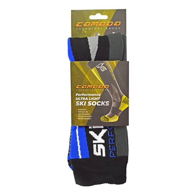 COMODO - Kids Anatomical Light Ski Socks: Do your Kids want to ski like a pro? The Comodo Performance Light Ski Socks for Children will help them do just that! They are ideal for skiing as well as all other winter activities. Comodo has been providing high-quality socks for men and women since 1996. They sell a range of socks for hiking, cycling, hunting, horse riding and even skiing! Whichever type of socks your kids wear, their feet are bound to feel comfortable and warm, no matter the weather or environment!. Their cool performance design will keep them looking cool whilst you hit the slopes. They’re also made from soft and comfortable materials which means their feet won’t get sweaty or smelly after a long day of wear. Comodo Ski socks are sure to look great and maintain their condition wear after wear. The arch support will help keep feet comfortable and supported all day long and the reinforced heel and toe means they’ll be durable and will make sure that they last as long as possible. They come in six different colours which are: Yellow, Red, Turquoise, Royal Blue, Green and Orange. These socks are made from 40% Polipropylen, 40% Polyamide, 15% Polypropylene, 5% Elastane and come in 6 colour options. They are available in 7-10 Years (12-3 UK) and are Machine Washable. Extra Product Details: Children’s Ski Socks Knee High Length Designed For Skiing Ideal For All Winter Activities Soft & Comfortable Cool Performance Design 6 Colours Available Arch Support Reinforced Heel & Toe Fits 7-10 Years Machine Washable