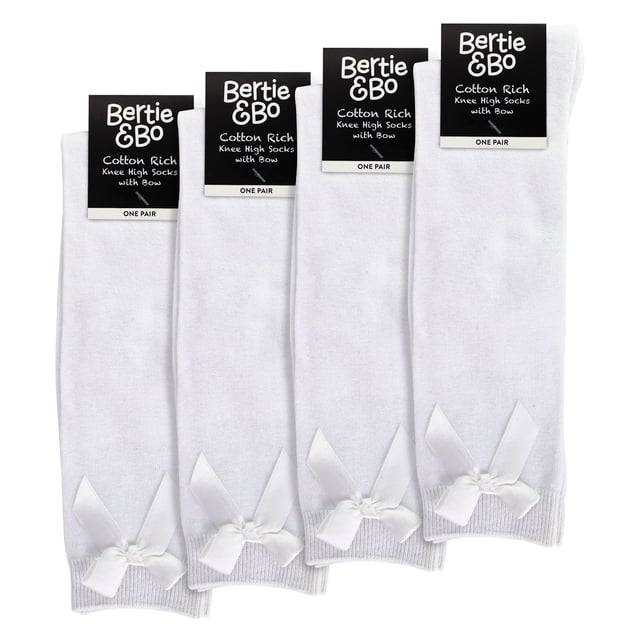 Girls Knee-High Socks with Ribbon Bow - Stylish and Comfortable Schoolwear: Elevate your child's school wardrobe with this collection of Girls Knee-High Socks with Ribbon Bow, designed for both style and comfort. Available in classic colors—Black, Navy, White, and Grey—these socks are crafted from soft, durable fabric, perfect for daily wear. The elegant ribbon bow adds a touch of charm, making these socks a standout choice for school uniforms. Extra Product Details:. Soft and Durable Fabric Elegant Ribbon Bow Detail Available in Black, Navy, White, and Grey Comfortable Knee-High Length Machine Washable. These socks are an essential addition to your child's back-to-school wardrobe, combining practicality with a stylish finish.
