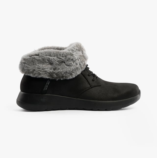Skechers 144803/BKGY ON-THE-GO JOY - COZY CHARM Womens Boots Black/Grey

  
 *   Upper Material: Faux Leather 
 *  Lining Material: Faux Fur 
 *  Sole Material: Rubber 
 *  Closure/Fastening: Lace-Up 
 *  Features: Comfort,Memory Foam,Vegan,Water Resistant 
 *  Toe Shape: Round 
 *  Shoe Width: Relaxed 
 *  Item Weight: 0 KG 
 *  Heel Height: Low (2.5-4.9cm) 
 *  Shoe Shaft Height: Ankle 
 *  Boot Style: Ankle Boots 
 *  Gift Boxed: No  Product Code: 144803/BKGY