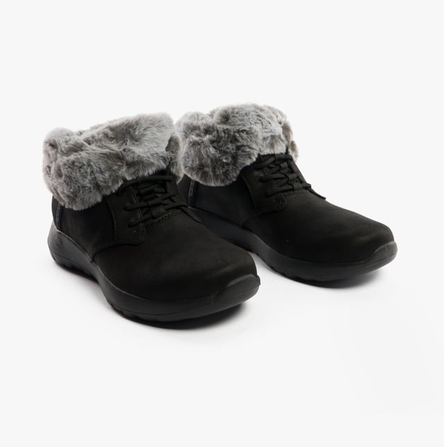 Skechers 144803/BKGY ON-THE-GO JOY - COZY CHARM Womens Boots Black/Grey

  
 *   Upper Material: Faux Leather 
 *  Lining Material: Faux Fur 
 *  Sole Material: Rubber 
 *  Closure/Fastening: Lace-Up 
 *  Features: Comfort,Memory Foam,Vegan,Water Resistant 
 *  Toe Shape: Round 
 *  Shoe Width: Relaxed 
 *  Item Weight: 0 KG 
 *  Heel Height: Low (2.5-4.9cm) 
 *  Shoe Shaft Height: Ankle 
 *  Boot Style: Ankle Boots 
 *  Gift Boxed: No  Product Code: 144803/BKGY