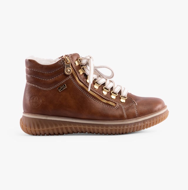 Rieker 74233-24 Womens Boots Brown

  
 *   Upper Material: Faux Leather 
 *  Lining Material: Textile 
 *  Sole Material: Rubber 
 *  Closure/Fastening: Lace-Up,Zip 
 *  Features: Comfort,Water Resistant 
 *  Toe Shape: Round 
 *  Shoe Width: Regular 
 *  Item Weight: 0 KG 
 *  Heel Height: Low (2.5-4.9cm) 
 *  Shoe Shaft Height: High Top 
 *  Boot Style: Ankle Boots 
 *  Gift Boxed: No  Product Code: 74233-24