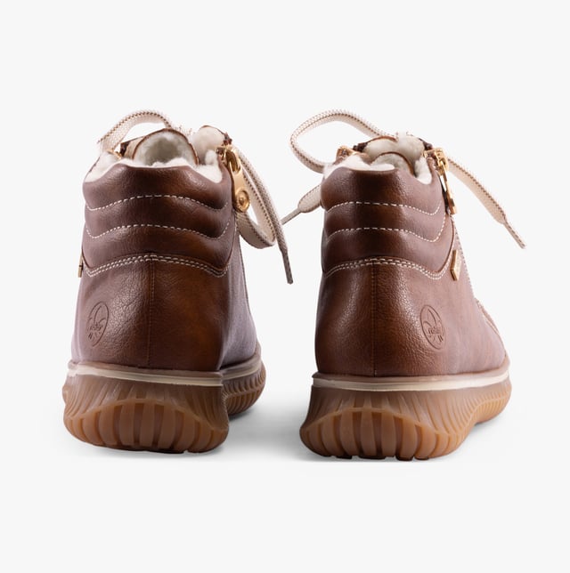 Rieker 74233-24 Womens Boots Brown

  
 *   Upper Material: Faux Leather 
 *  Lining Material: Textile 
 *  Sole Material: Rubber 
 *  Closure/Fastening: Lace-Up,Zip 
 *  Features: Comfort,Water Resistant 
 *  Toe Shape: Round 
 *  Shoe Width: Regular 
 *  Item Weight: 0 KG 
 *  Heel Height: Low (2.5-4.9cm) 
 *  Shoe Shaft Height: High Top 
 *  Boot Style: Ankle Boots 
 *  Gift Boxed: No  Product Code: 74233-24