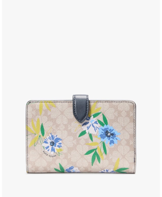 Don't Let The Size Deceive You: Our Small Wallets Have Room For All Your Credit Cards And Cash. Plus, You Can Fit It In Your Tiny Bag., Spade Flower Spade Flower Festival Floral Toss Medium Compact Bifold Wallet,  Length: 3.05 Cm,  Width: 14.22 Cm,  Height: 9.14 Cm