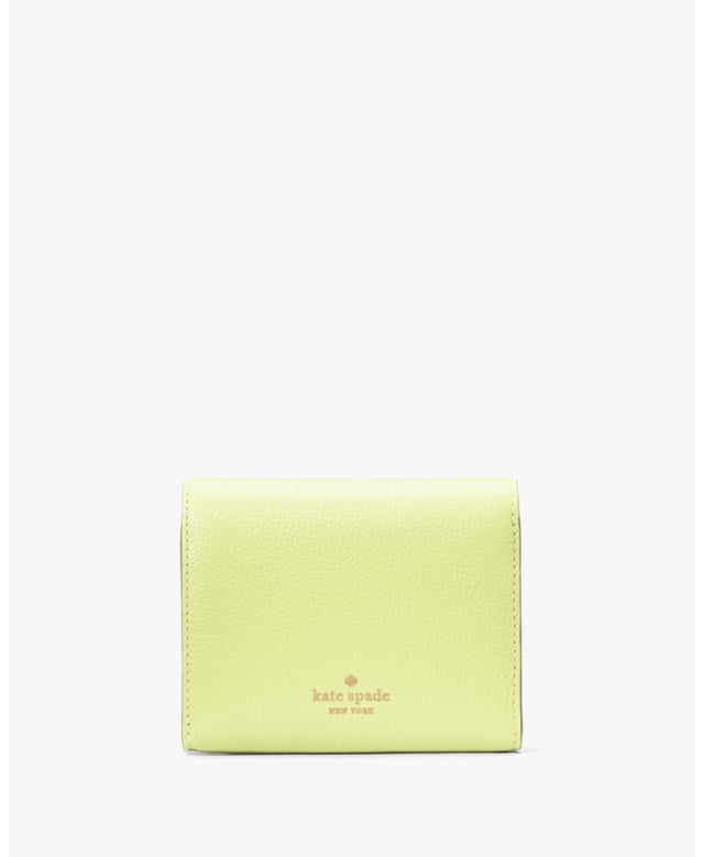 Don't Let The Size Deceive You: Our Small Wallets Have Room For All Your Credit Cards And Cash. Plus, You Can Fit It In Your Tiny Bag., Kayla Pebbled Leather Small L-Zip Wallet, Metal Spade Logo,  Width: 11.30 Cm,  Height: 9.10 Cm