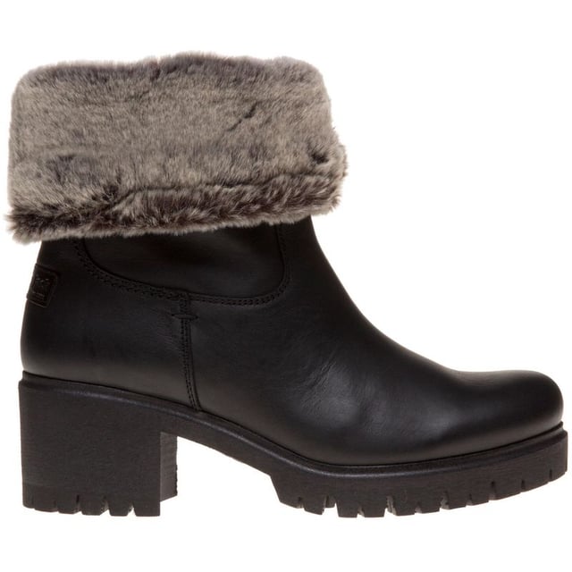 Botas de tacón Piola para mujer Panama Jack en color negro con parte superior de piel napa engrasada impermeable y forro interior cálido de pelo.