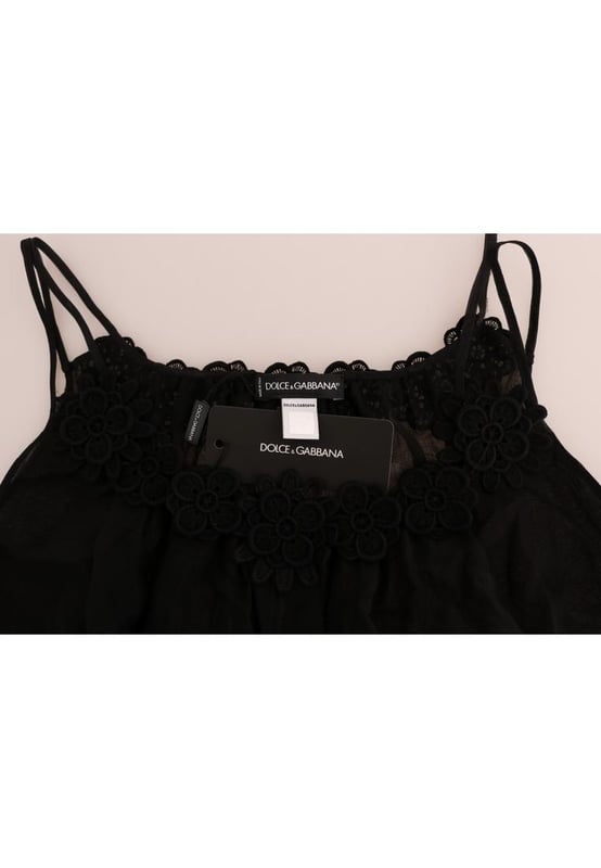 Brand: Dolce & Gabbana
  Model: Chemise lingerie dress
  Color: Black
  Zipper closure on the back
  Logo details
  Made in Italy
  Material: 36% Cotton 10% PA 50% Silk 4% Viscose