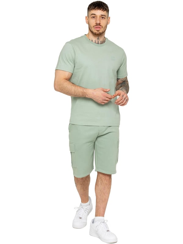 Enzo Mens T-Shirt Tracksuit Set With Shorts. Crew Neck Short Sleeve T-Shirt. Soft, Comfortable, Regular Fit Top. Features EZ Logo Printed On Chest. Paired With Enzo Cargo Shorts. Elasticated Waistband With Adjustable Drawstring. Features 2 Side Pockets and 2 Cargo Pockets.