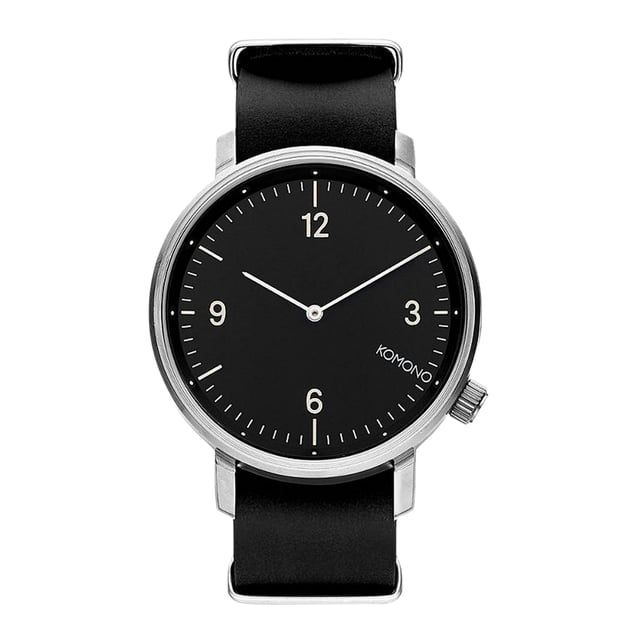 KOMONO KOM-W1953 Uhr Mann Quarz• Material: Edelstahl• Glas: Mineral• Armband: Leder• Farbe: Silber• Wasserbeständigkeit: 30 m (3 ATM)• Gehäusegröße: 45 mm