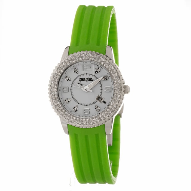 FOLLI FOLLIE WF5T003ZTWV Uhr Frau Quarz• Material: Edelstahl• Glas: Mineral• Armband: Silikon• Farbe: Silber• Wasserbeständigkeit: 0 m (0 ATM)• Gehäusegröße: 33 mm