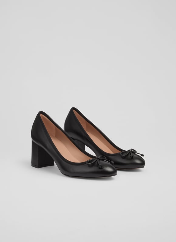 LK Bennett Juliette Closed Courts, Black Experience timeless elegance with our Juliette high heel grosgrain ballerina courts. In sleek black nappa leather with a round toe and block heel, they offer a blend of smart casual sophistication and sustainable luxury. Perfect with tailored trousers for the office or a stylish dress for an evening out. Made in Spain.