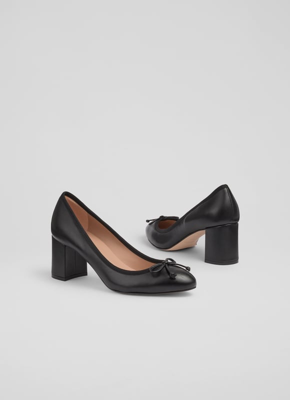 LK Bennett Juliette Closed Courts, Black Experience timeless elegance with our Juliette high heel grosgrain ballerina courts. In sleek black nappa leather with a round toe and block heel, they offer a blend of smart casual sophistication and sustainable luxury. Perfect with tailored trousers for the office or a stylish dress for an evening out. Made in Spain.