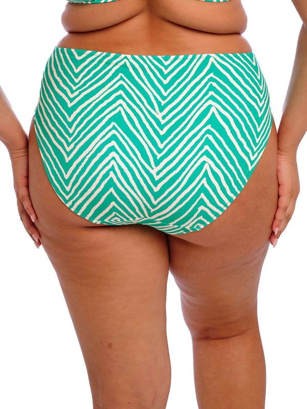 Elomi Fiji Falls Bikini Brief. Mid rise swimwear brief made with Lycra Xtra Life and fully lined. This product is recommended as gentle wash only.
