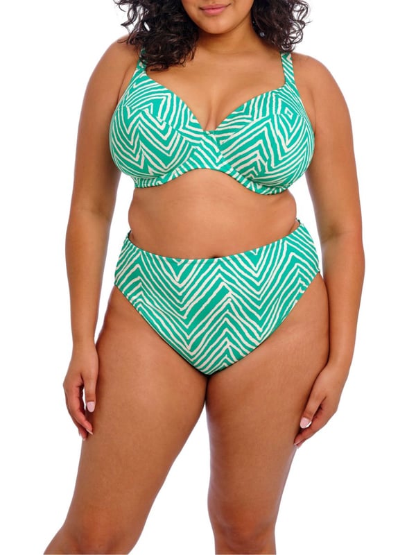 Elomi Fiji Falls Bikini Brief. Mid rise swimwear brief made with Lycra Xtra Life and fully lined. This product is recommended as gentle wash only.