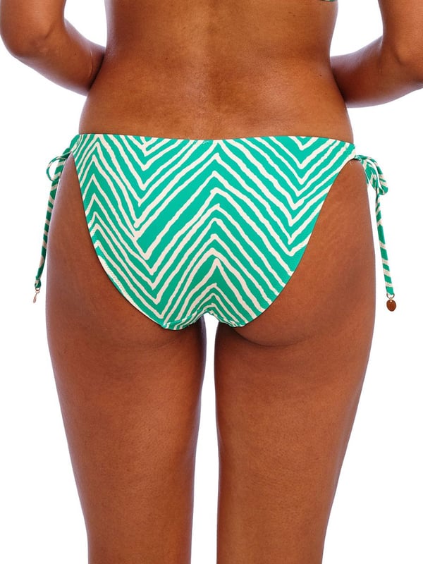 Freya Fiji Falls Tie Side Bikini Brief. Fully lined low rise swim bottom with adjustable side ties. This product is recommended to be washed on a gentle wash cycle.
