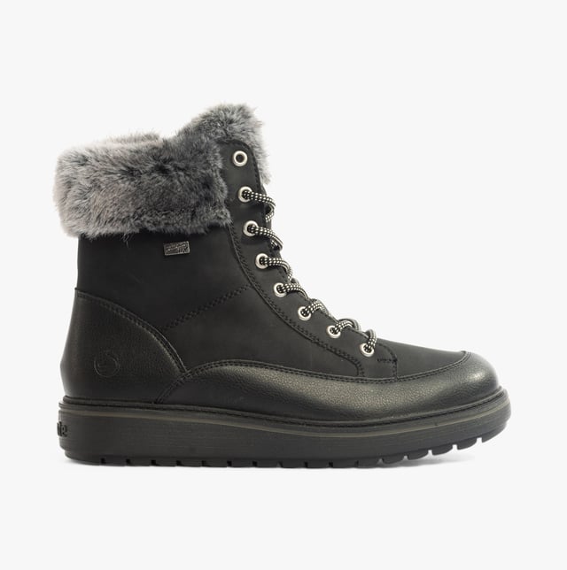 Remonte Remonte D0U78-03 Womens Boots Black

 Upper Material: Suede

Lining Material: Textile

Sole Material: Rubber

Closure/Fastening: Lace-Up,Zip

Features: Comfort

Toe Shape: Round

Shoe Width: Regular

Item Weight: 0.8 KG

Heel Height: Low (2.5-4.9cm)

Shoe Shaft Height: Ankle

Boot Style: Ankle Boots

Gift Boxed: No

Additional Information: Flip-grip technology with fold-out spikes for extra grip on icy floors | Warming thermal insole 
Product Code: D0U78-03