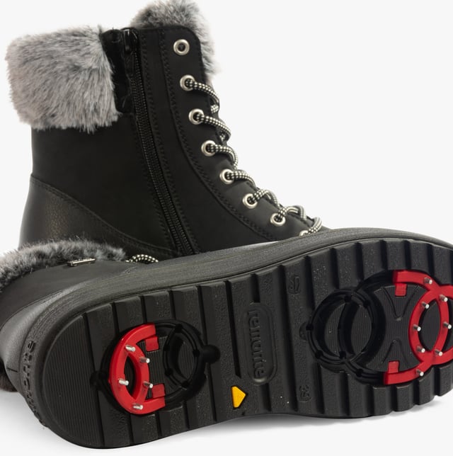 Remonte Remonte D0U78-03 Womens Boots Black

 Upper Material: Suede

Lining Material: Textile

Sole Material: Rubber

Closure/Fastening: Lace-Up,Zip

Features: Comfort

Toe Shape: Round

Shoe Width: Regular

Item Weight: 0.8 KG

Heel Height: Low (2.5-4.9cm)

Shoe Shaft Height: Ankle

Boot Style: Ankle Boots

Gift Boxed: No

Additional Information: Flip-grip technology with fold-out spikes for extra grip on icy floors | Warming thermal insole 
Product Code: D0U78-03