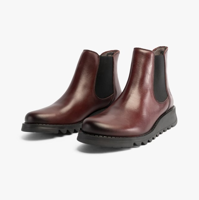 Fly London SALV195FLY Womens Boots Wine Upper Material: LeatherLining Material: MicrofibreSole Material: RubberClosure/Fastening: Pull-OnFeatures: ComfortHeel Type: WedgeToe Shape: RoundShoe Width: RegularItem Weight: 0.45 KGHeel Height: Low (2.5-4.9cm)Shoe Shaft Height: AnkleBoot Style: Chelsea BootsGift Boxed: NoProduct Code: P143195103